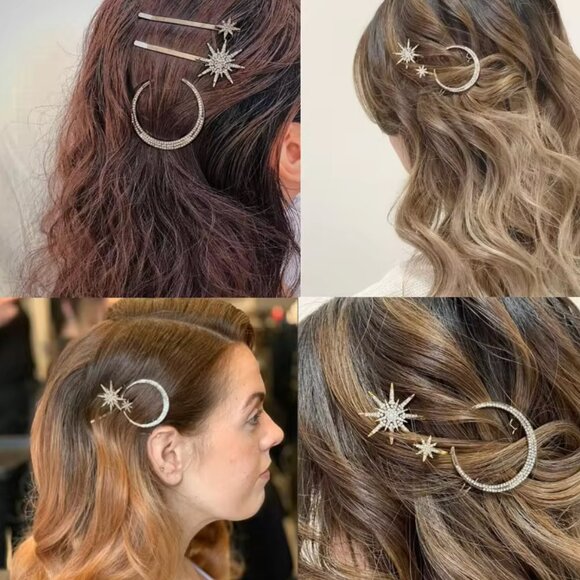 Sun and Moon Gold Hair Clip Set
